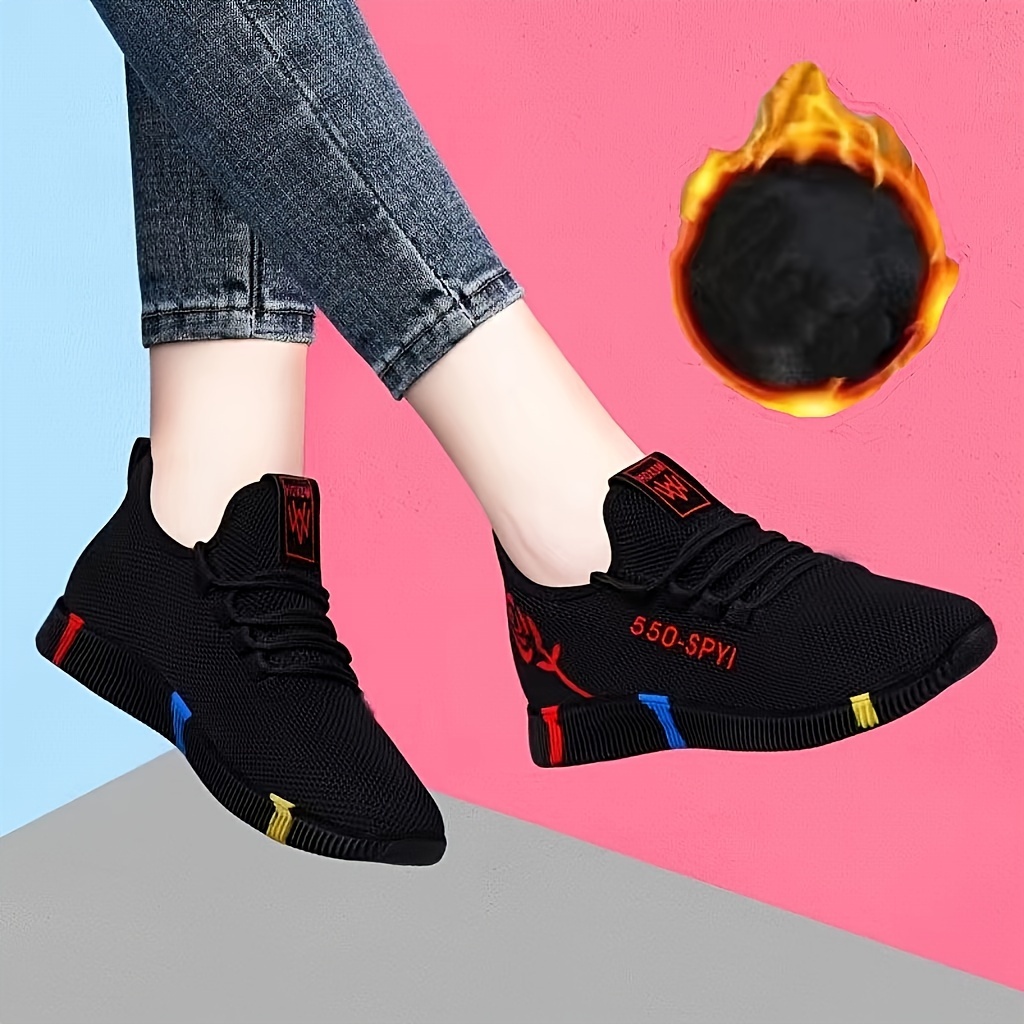 womens breathable mesh sneakers casual lace up outdoor shoes comfortable low top winter shoes details 1