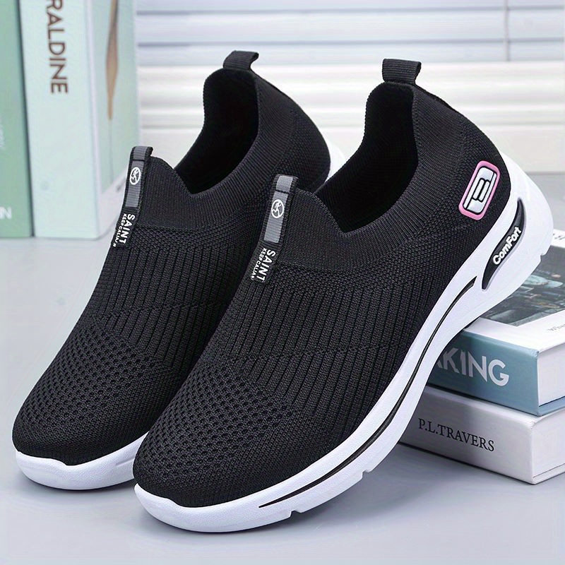 womens breathable knit sneakers casual slip on soft sole shoes lightweight outdoor running shoes details 4