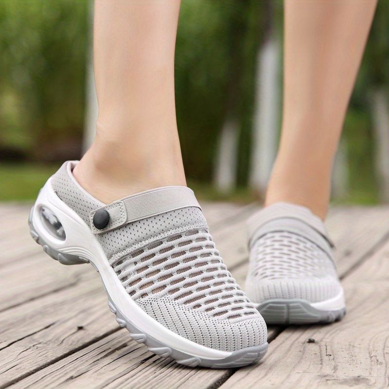 womens breathable mesh chunky sandals casual slip on air cushion shoes comfortable walking shoes details 0