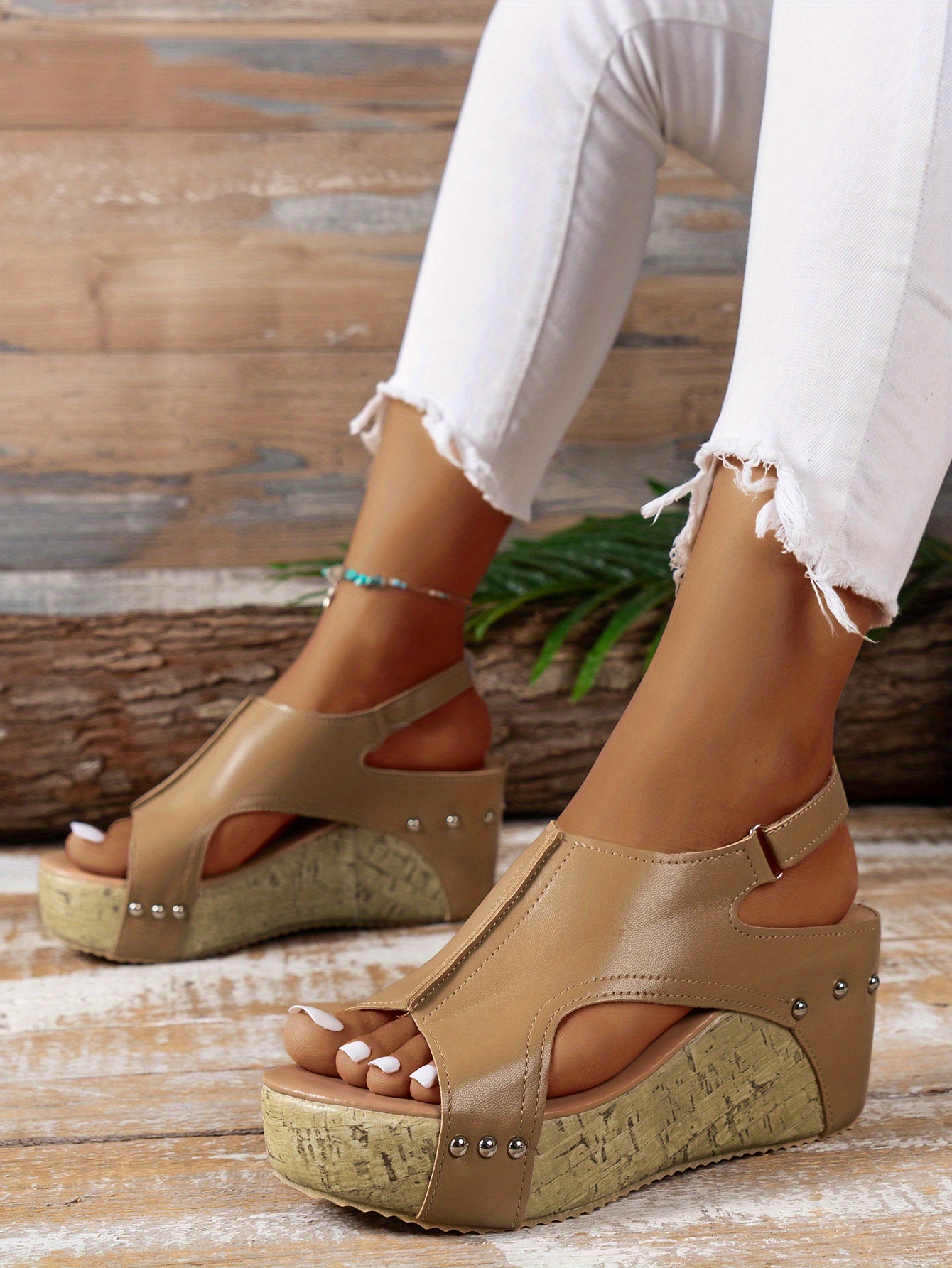 womens vintage platform sandals peep toe side cut out slingback casual shoes summer comfy wedge shoes details 12