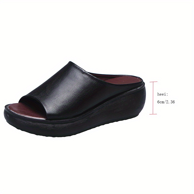 womens wedge sandals slip on open toe soft sole wear resistant slides faux leather platform slides details 6