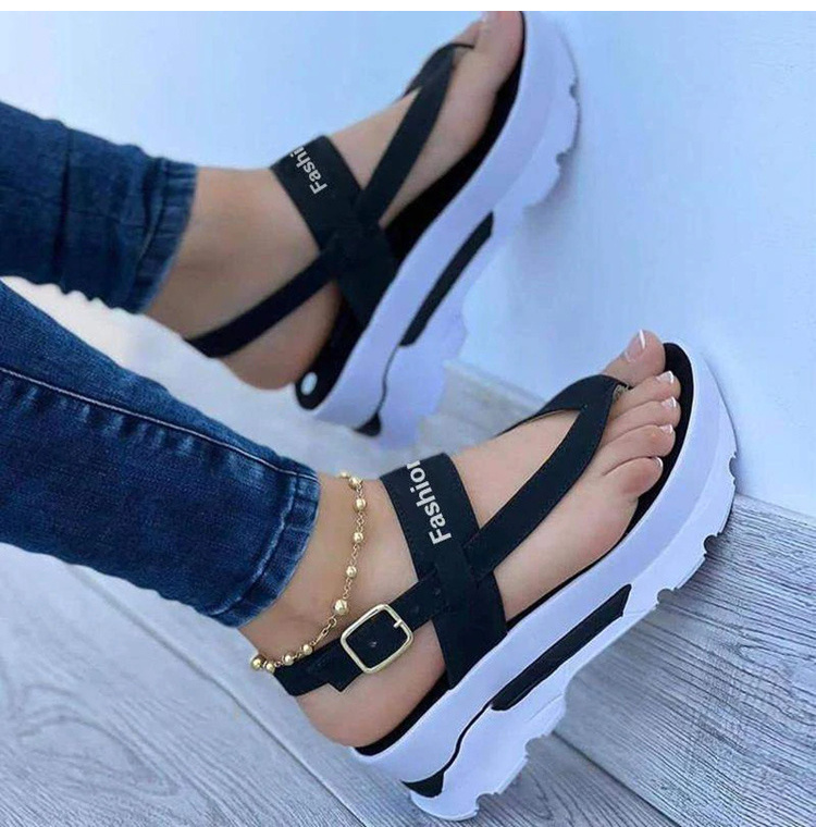 womens platform thong sandals solid color letter buckle strap slingback shoes outdoor summer sandals details 0