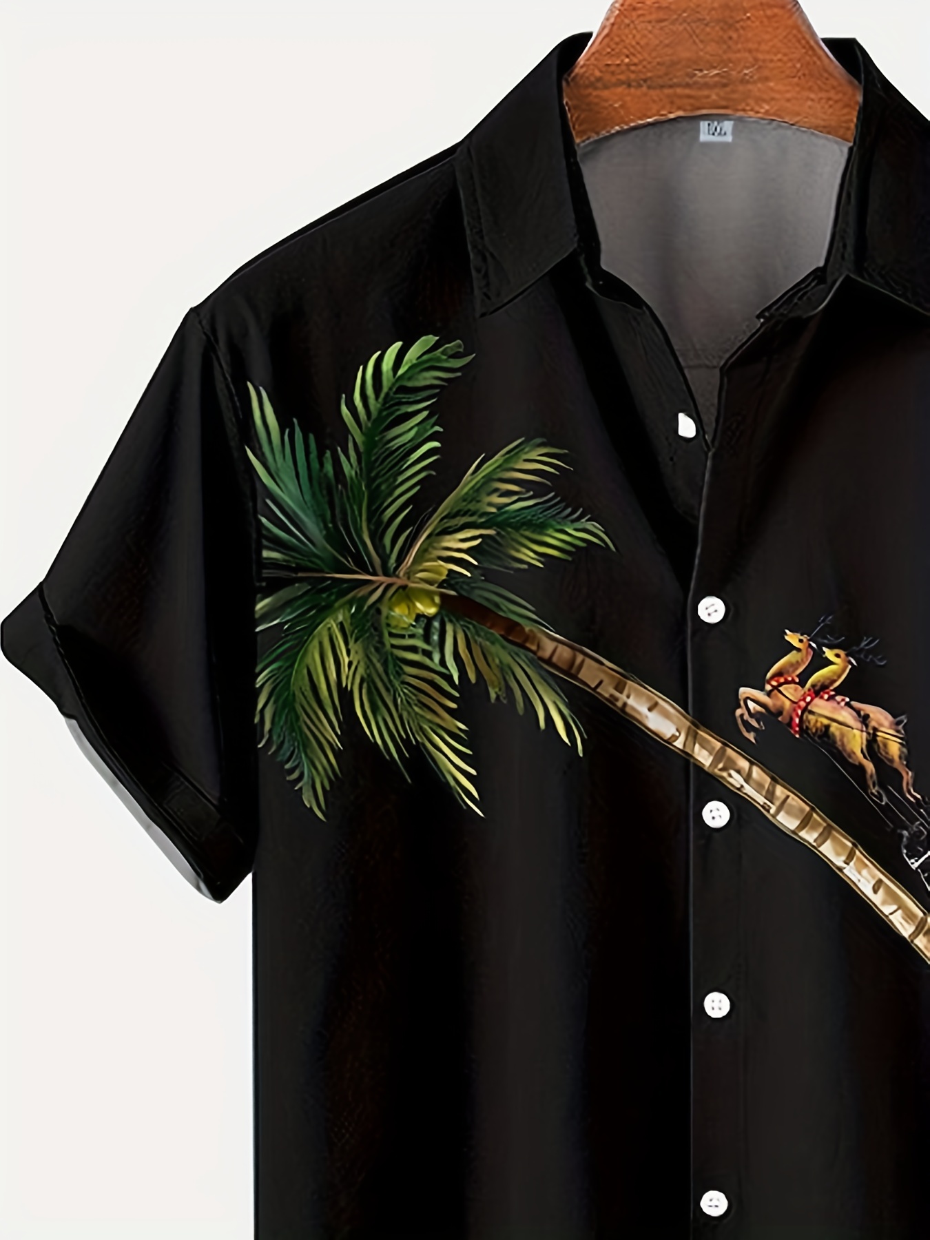 christmas coconut tree santa pattern mens short sleeve lapel shirt mens trendy shirt for summer beach holiday details 2