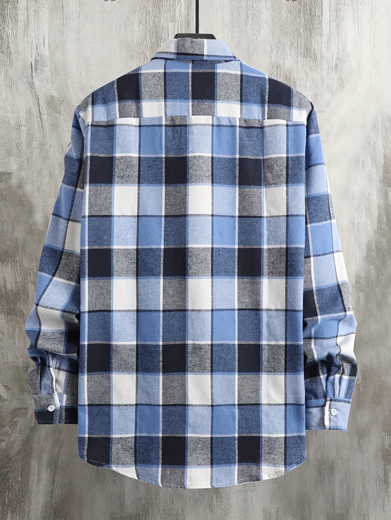 color block big plaid pattern mens long sleeve button up shirt for spring fall outdoor details 0