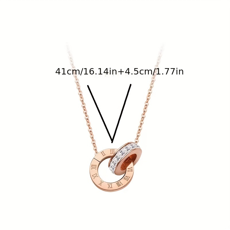 1pc trendy creative double rings roman numeral pendant necklace decorative accessories for holiday party gift men accessories details 0