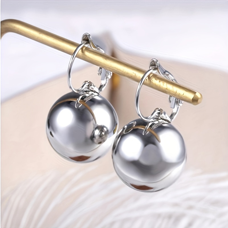 2pcs pair trendy ball shaped dangle earrings for men for daily decoration gift for family and friends holiday birthday gift for boyfriends girlfriends details 1