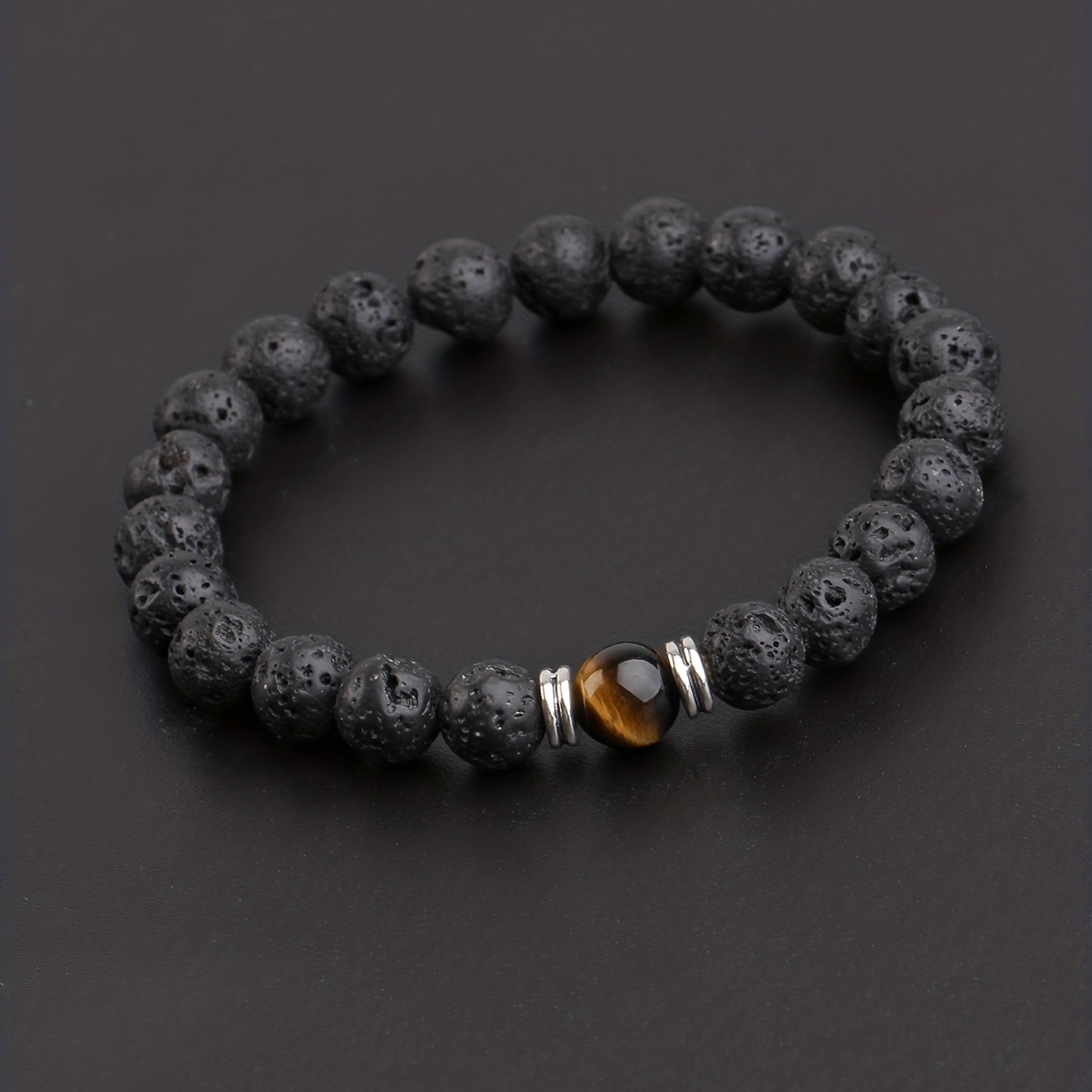 drop essential oil bead bracelet, mens lava stone can drop essential oil bead bracelet details 0