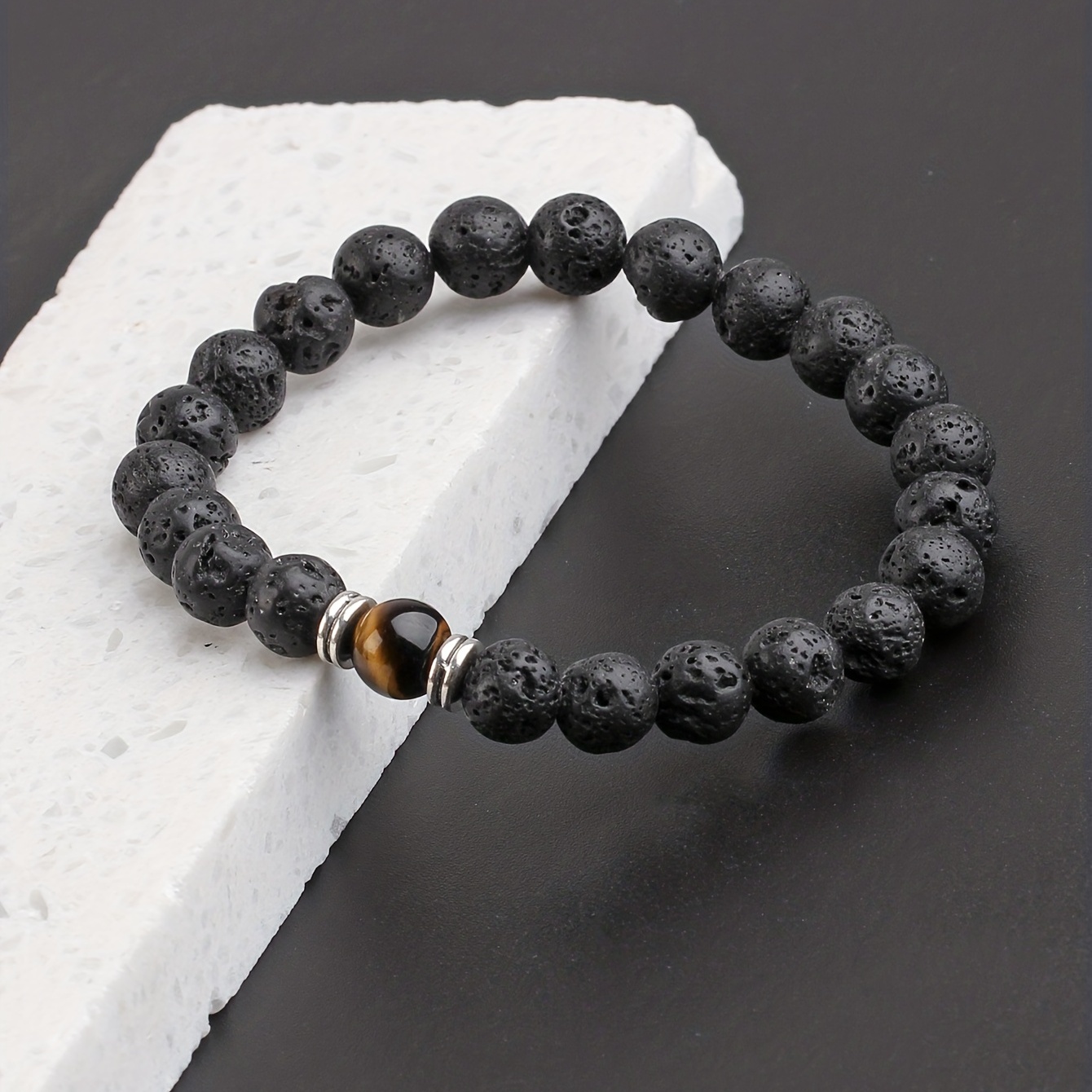 drop essential oil bead bracelet, mens lava stone can drop essential oil bead bracelet details 4