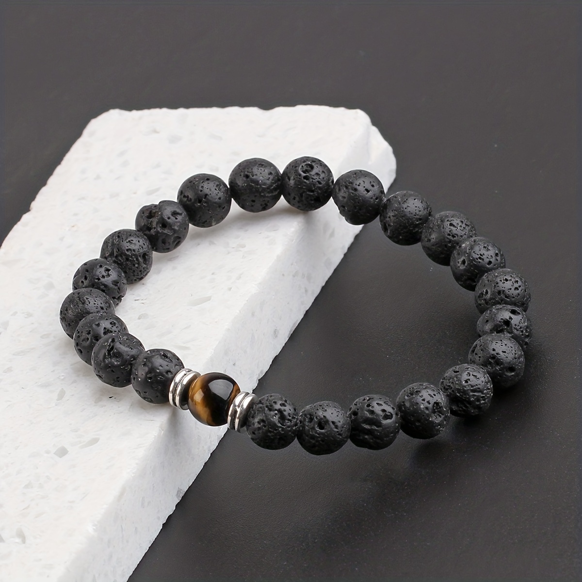 drop essential oil bead bracelet, mens lava stone can drop essential oil bead bracelet details 5