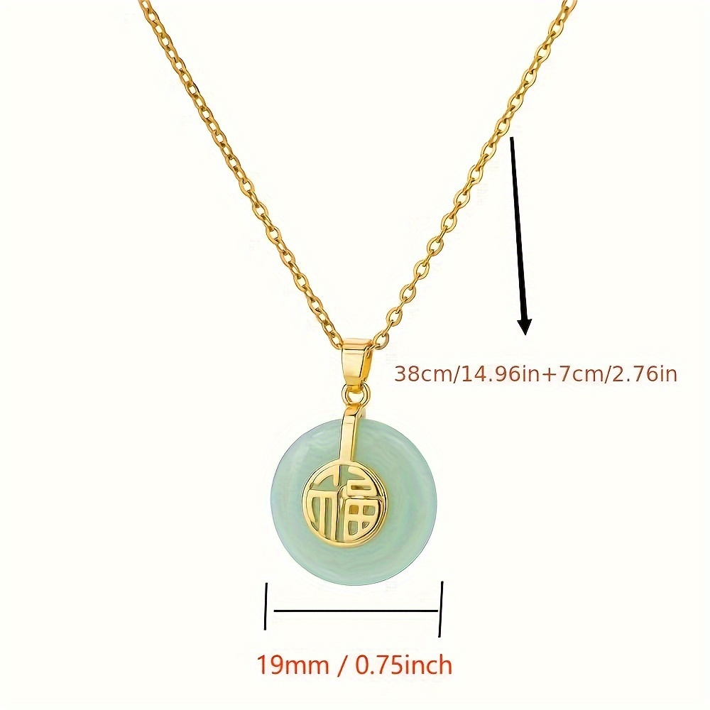 1pc retro fashion temperament versatile peace buckle golden stainless steel lucky necklace charm long clavicle chain for men women details 0