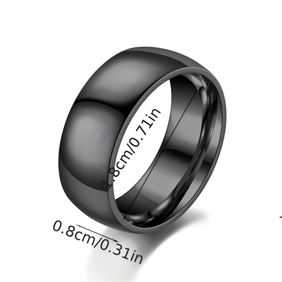 1pc fashion classic simple 8mm wide mens stainless steel ring details 3