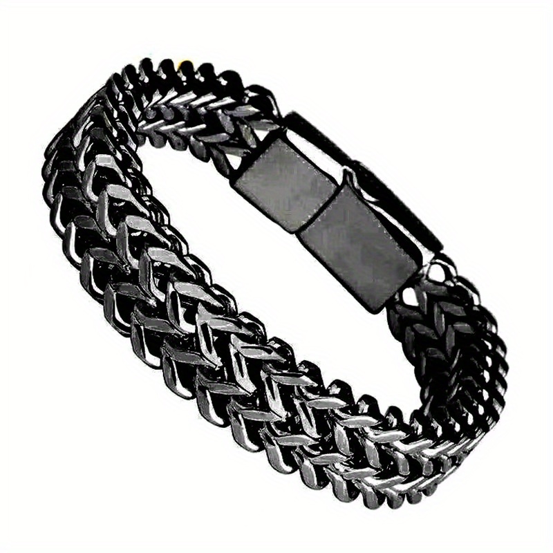 hip hop titanium steel thick korean version street trendsetter men simple domineering punk bracelet for men details 3