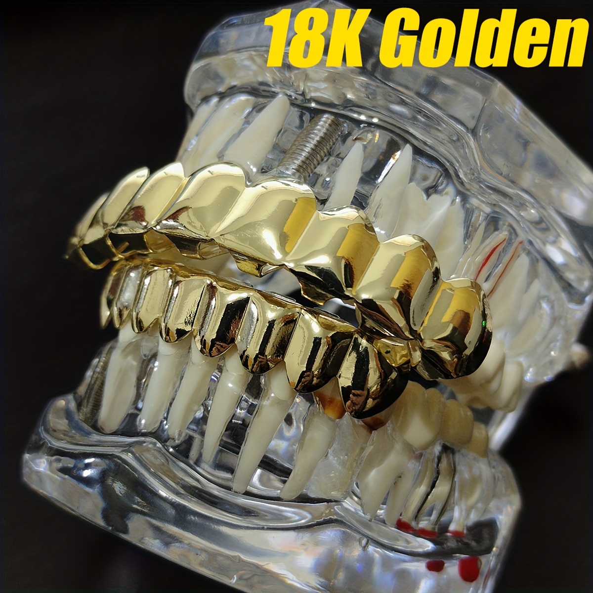 1 set 8 upper teeth and 8 lower teeth grillz mens hip hop teeth grillz halloween party teeth jewelry details 0