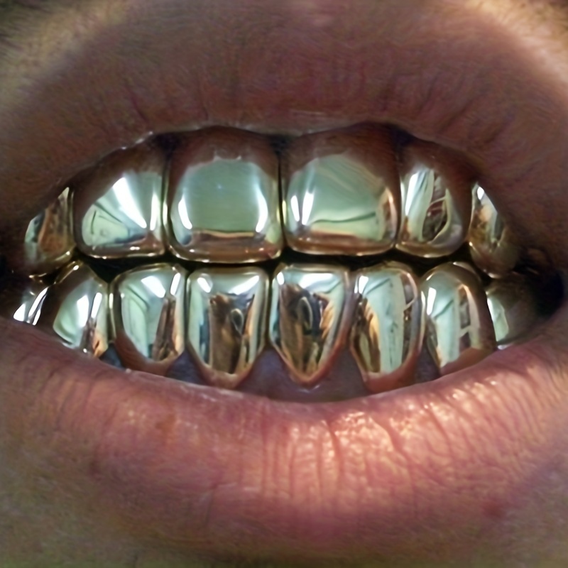 1 set 8 upper teeth and 8 lower teeth grillz mens hip hop teeth grillz halloween party teeth jewelry details 2