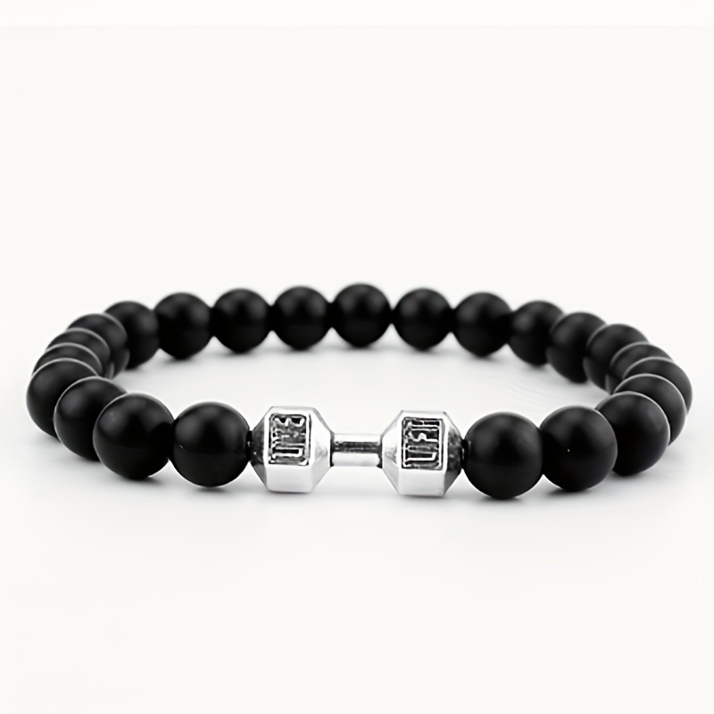 1pc frosted bead dumbbell bracelet for men bracelet gift details 2