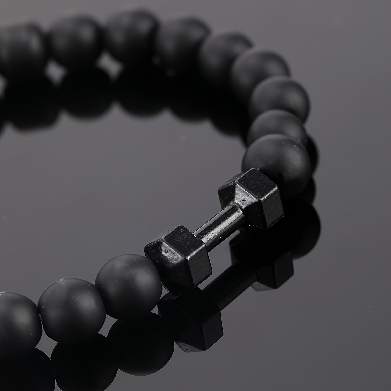 1pc frosted bead dumbbell bracelet for men bracelet gift details 3