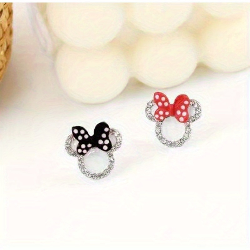 1pair cartoon cute animal mouse head stud earrings gifts for friend details 1