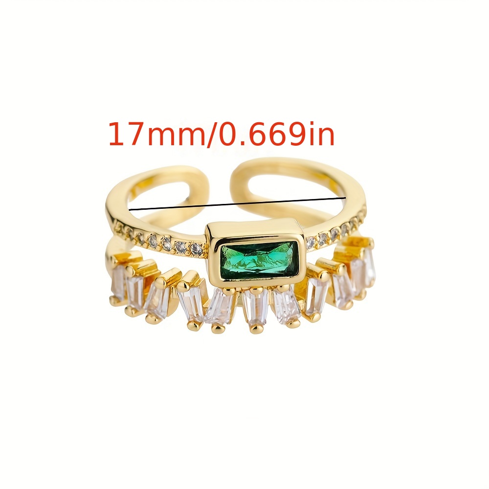 boho style double layer copper ring 18k gold plated zircon open ring jewelry for men and women details 0