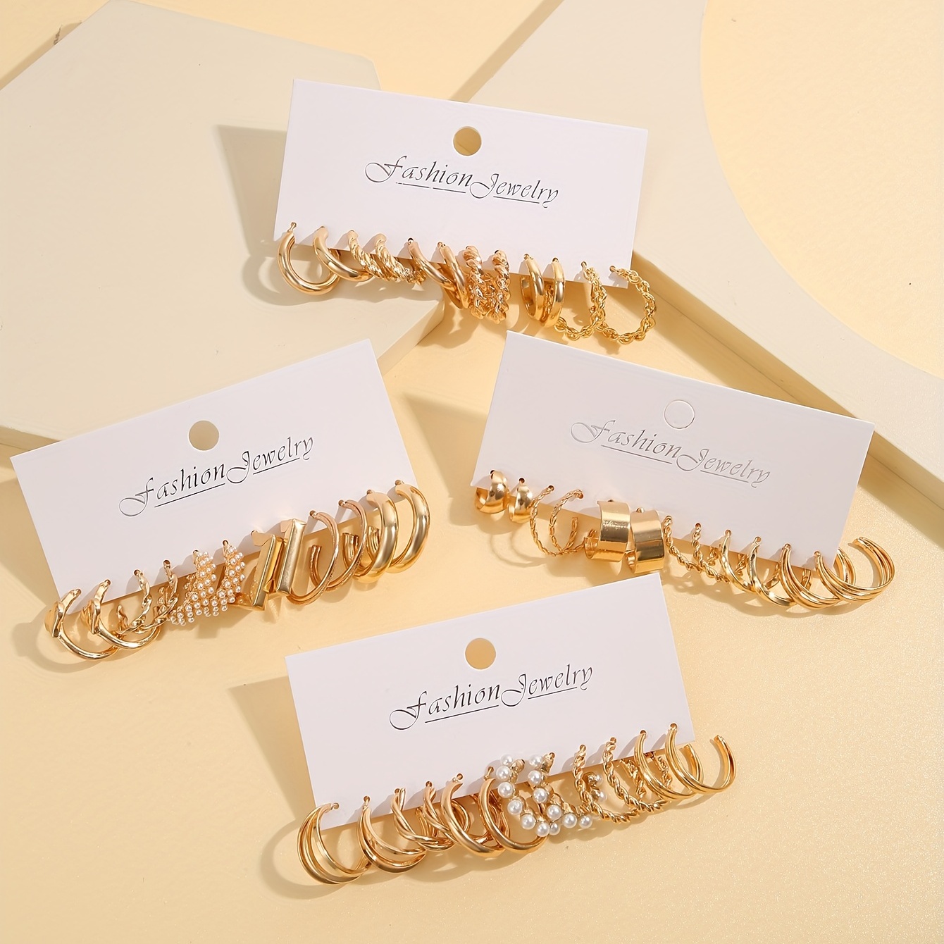 24 pairs golden hoop earrings set elegant simple style zinc alloy jewelry daily wear accessories female trendy gift details 6