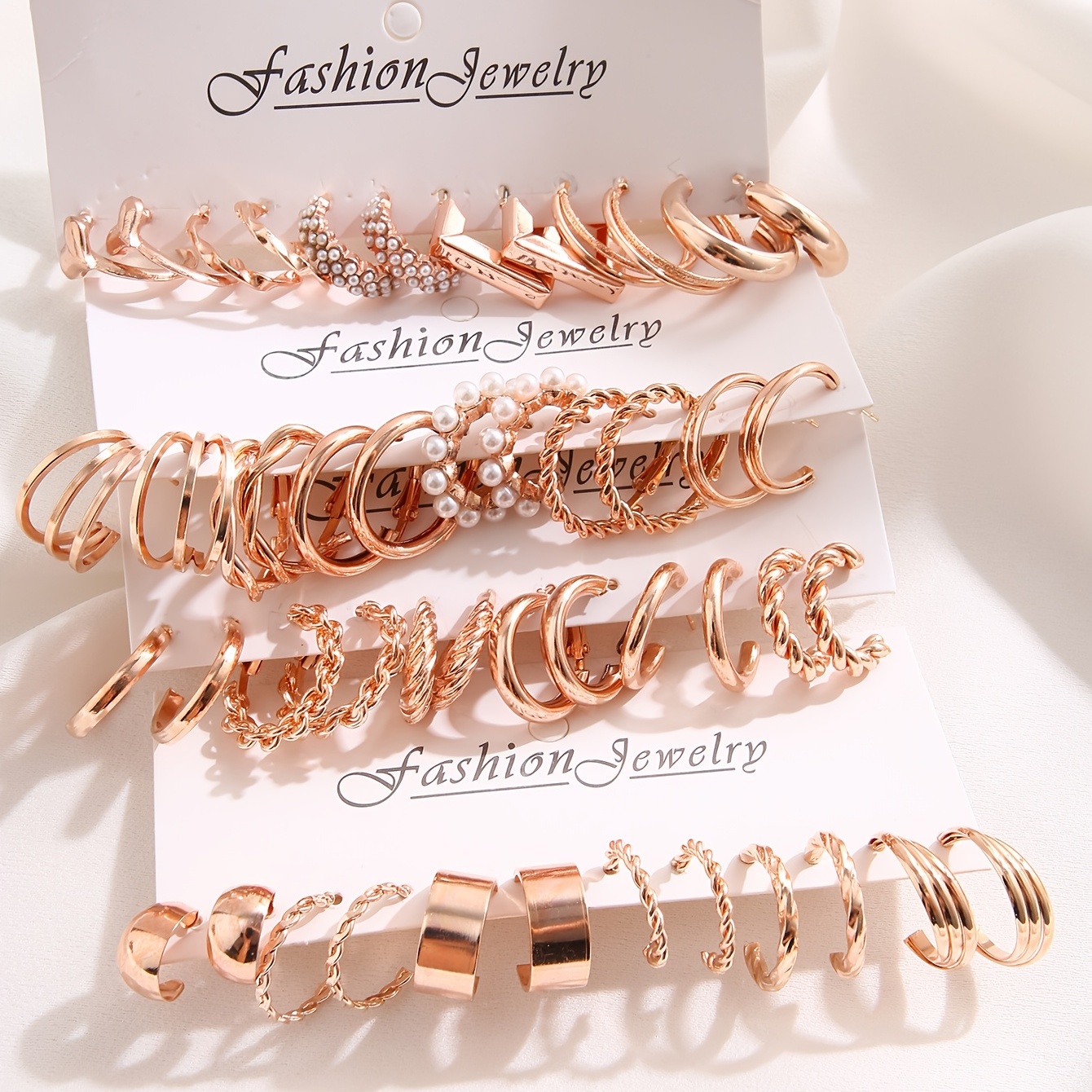 24 pairs golden hoop earrings set elegant simple style zinc alloy jewelry daily wear accessories female trendy gift details 8