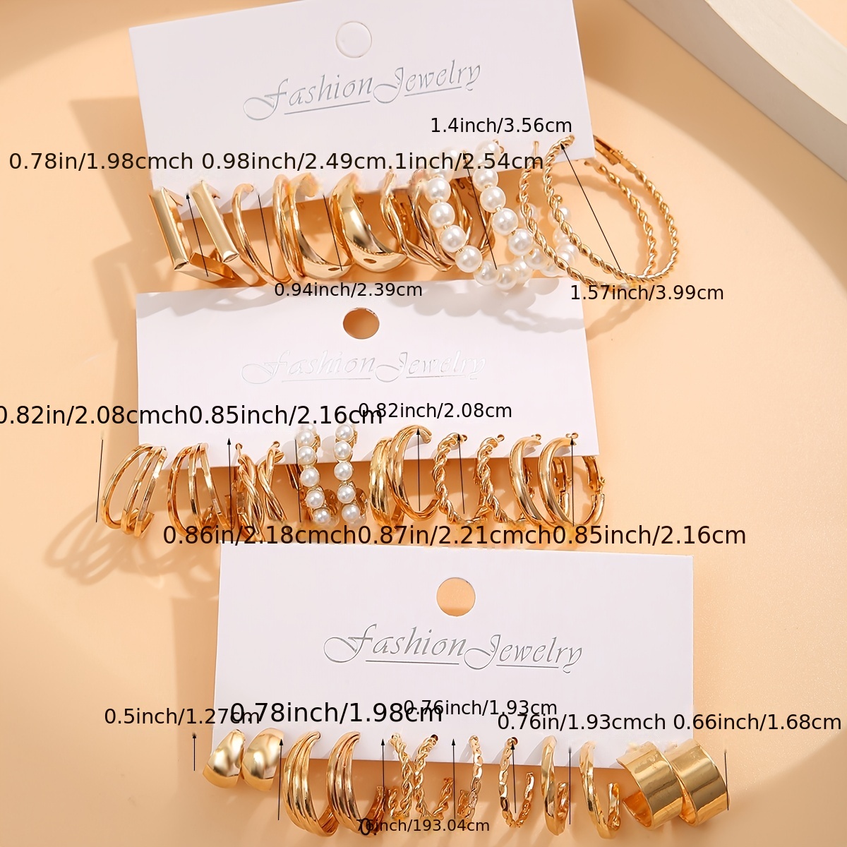 6 pairs set of vintage golden color c shaped hoop earrings women accessories for birthday party jewelry gift details 3