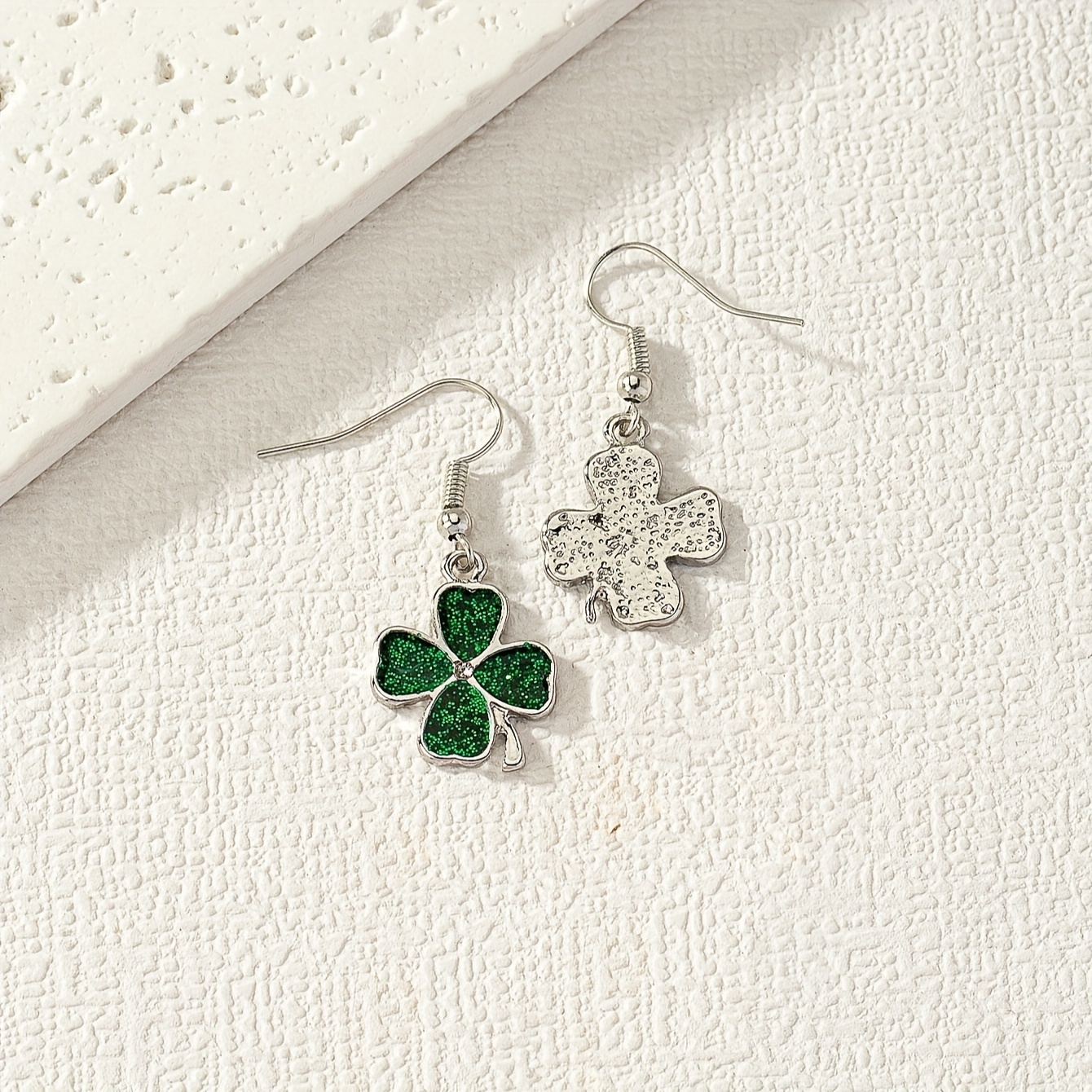 gift, exquisite four leaf clover design bling bling dangle earrings simple pastoral style lucky trendy female gift details 0