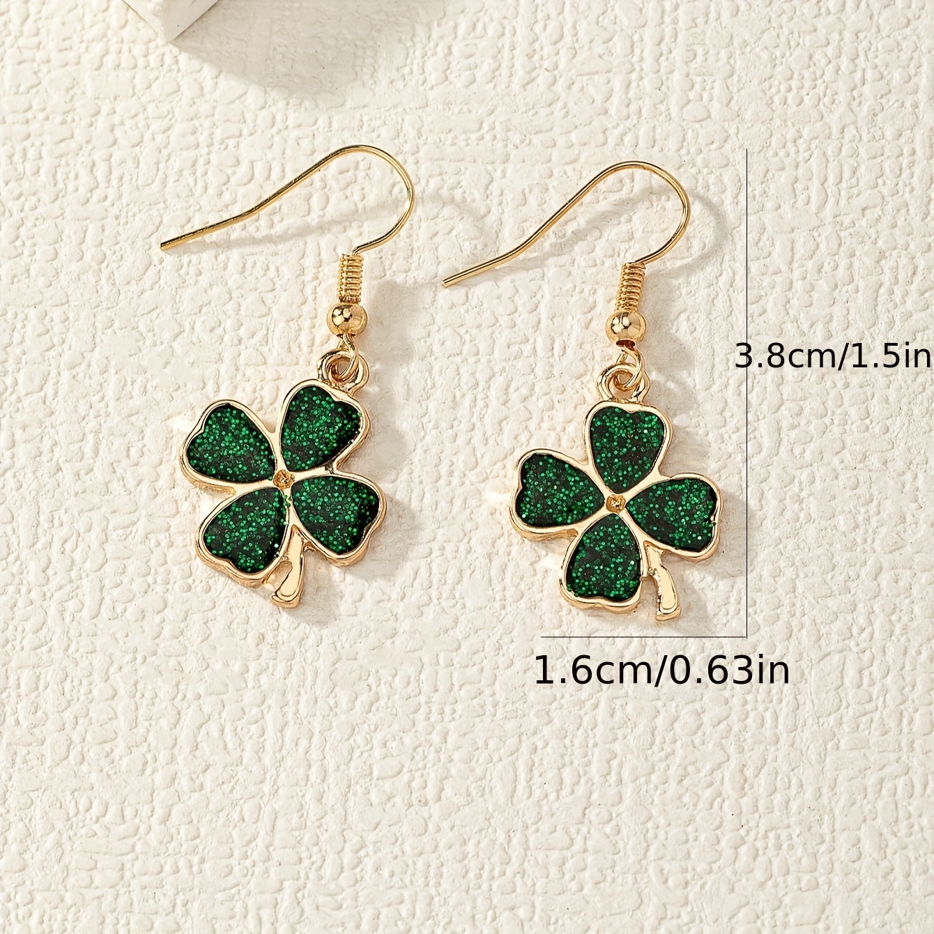 gift, exquisite four leaf clover design bling bling dangle earrings simple pastoral style lucky trendy female gift details 3