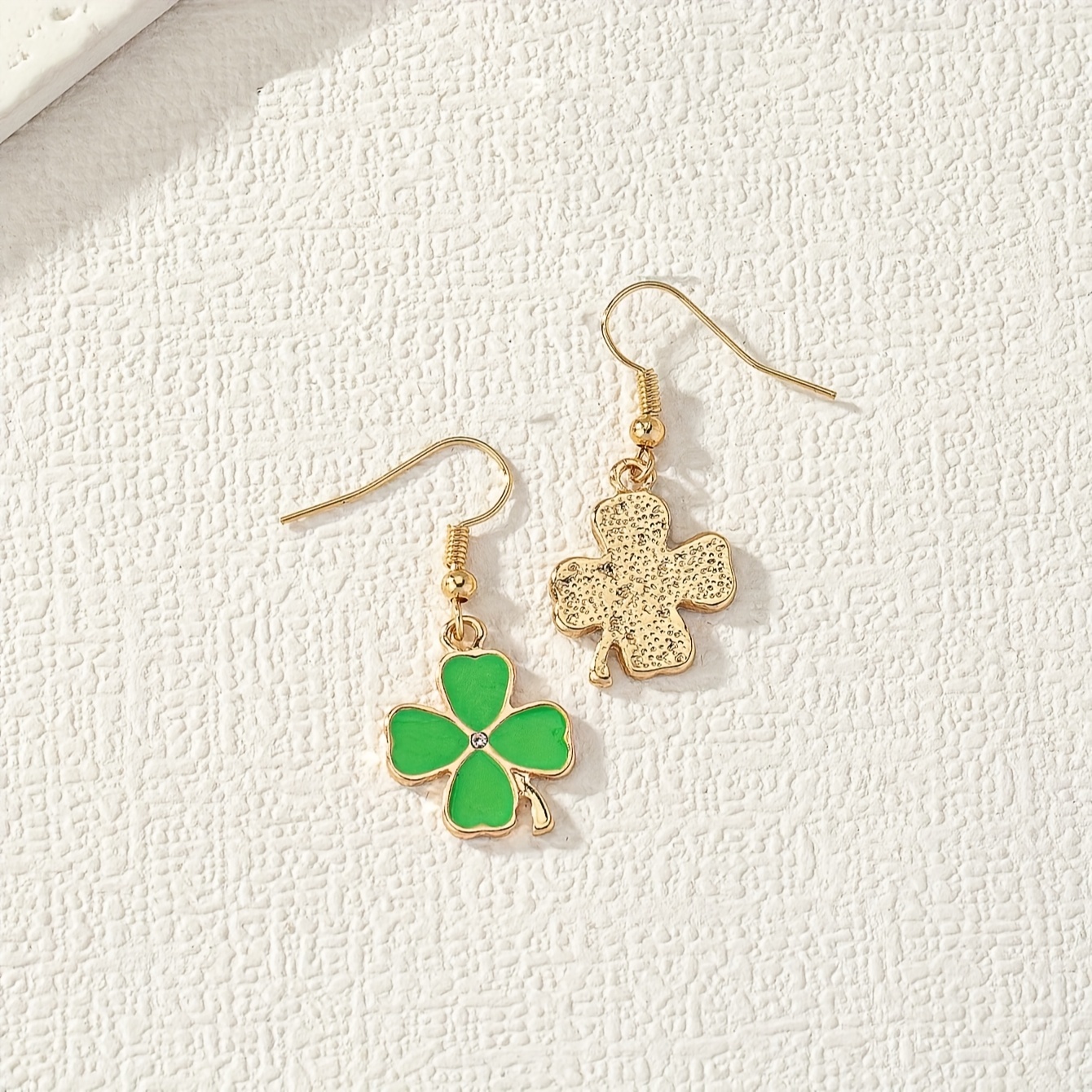 gift, exquisite four leaf clover design bling bling dangle earrings simple pastoral style lucky trendy female gift details 5