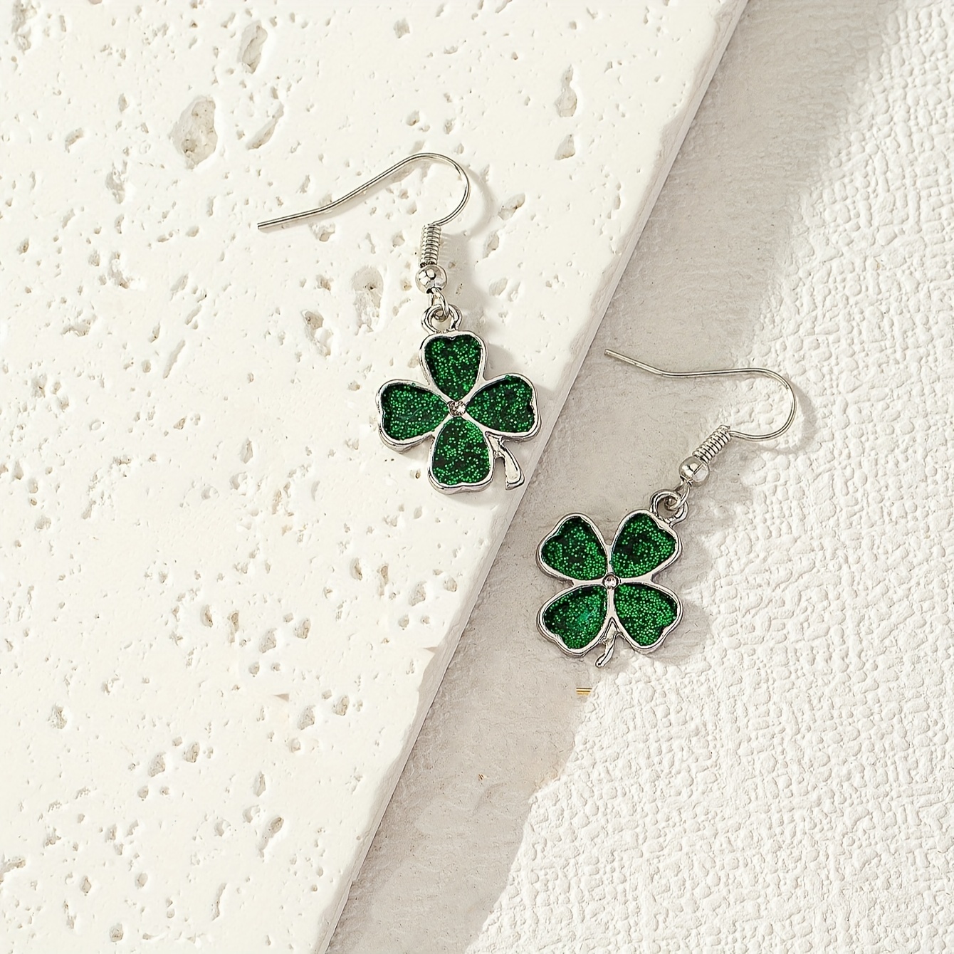 gift, exquisite four leaf clover design bling bling dangle earrings simple pastoral style lucky trendy female gift details 6