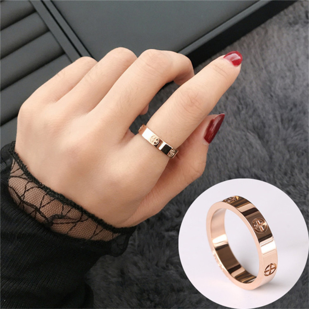 minimalist style band ring made of stainless steel rosy golden steel make your call suitable for men and women match daily outfits party accessory details 0