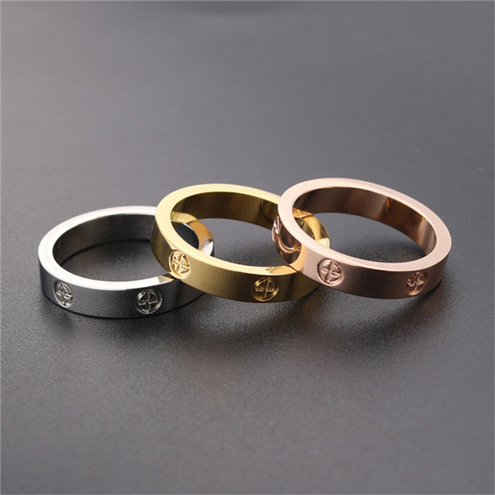 minimalist style band ring made of stainless steel rosy golden steel make your call suitable for men and women match daily outfits party accessory details 2