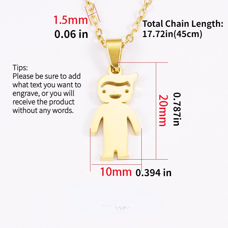 personalized cute boy girl oval buckle pendant titanium stainless steel necklace female male accessories holiday birthday gifts random style details 3