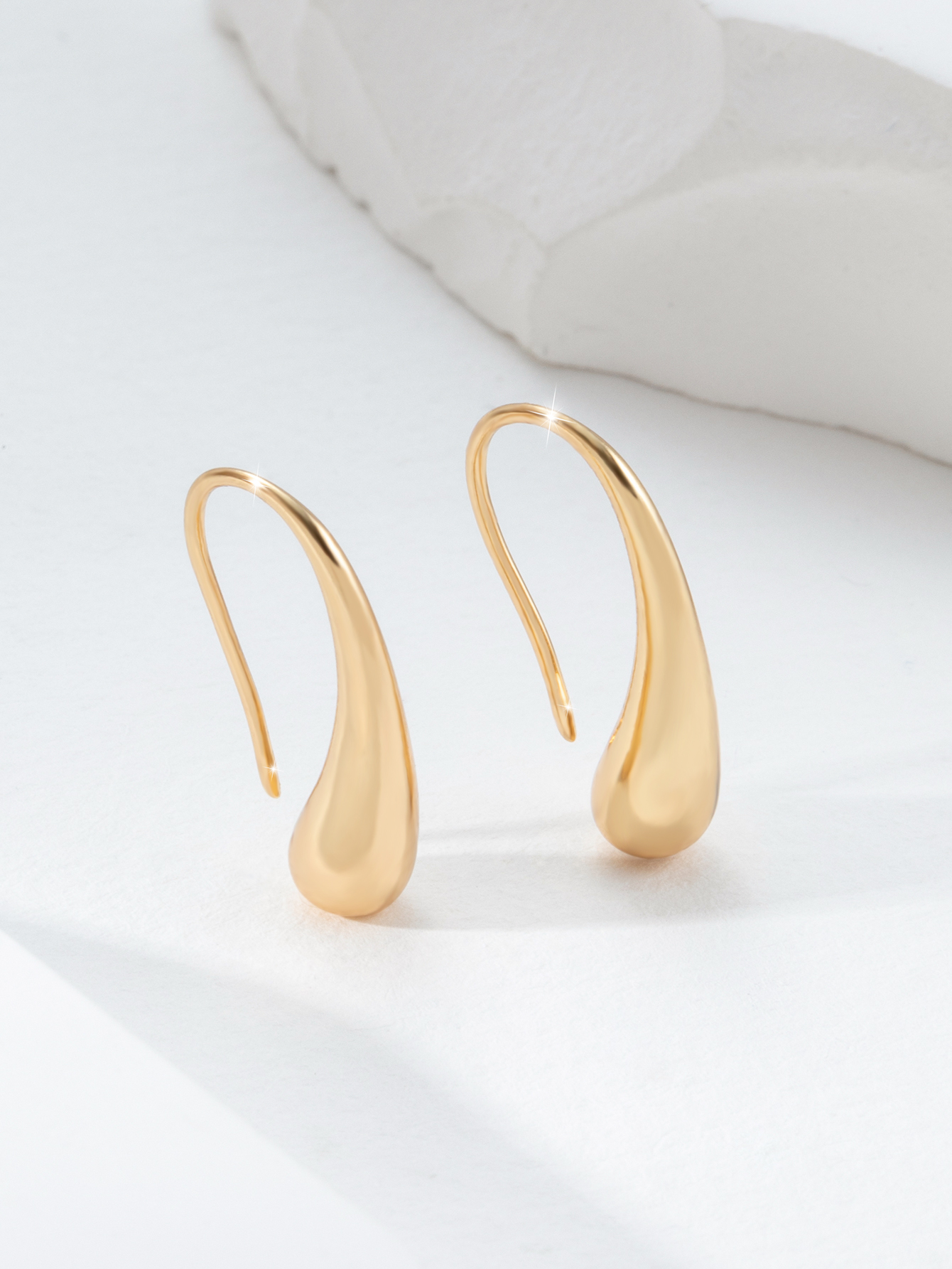 golden glossy hook earrings copper 14k gold plated jewelry delicate gift for women girls daily casual details 0