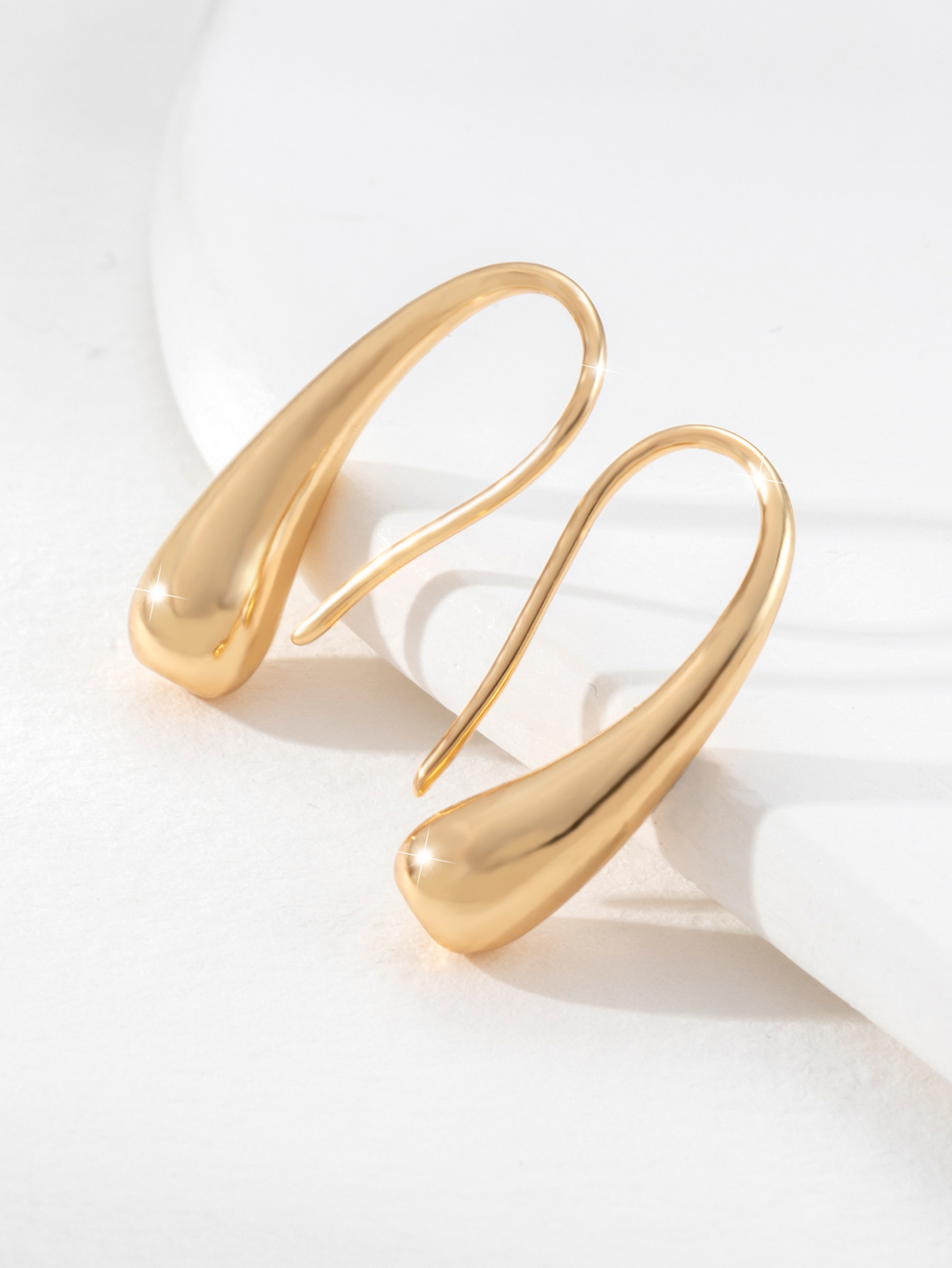 golden glossy hook earrings copper 14k gold plated jewelry delicate gift for women girls daily casual details 2