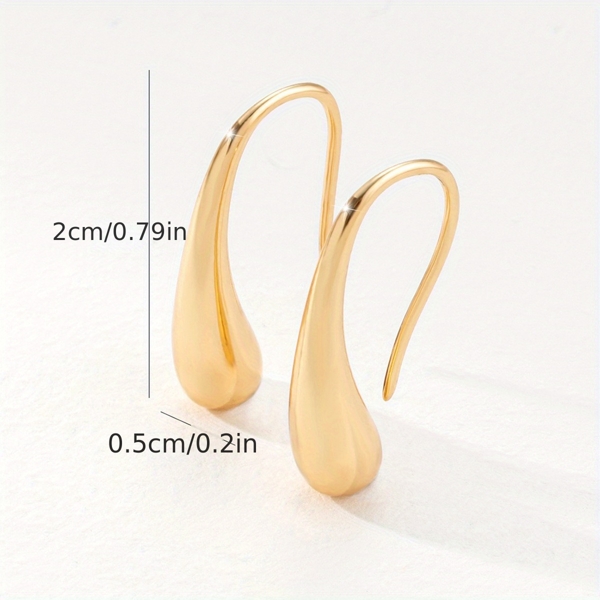 golden glossy hook earrings copper 14k gold plated jewelry delicate gift for women girls daily casual details 3