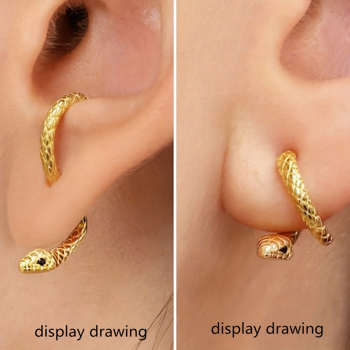 creative snake design hoop earrings copper 14k gold plated jewelry zircon inlaid punk sexy style unique personality earrings details 5