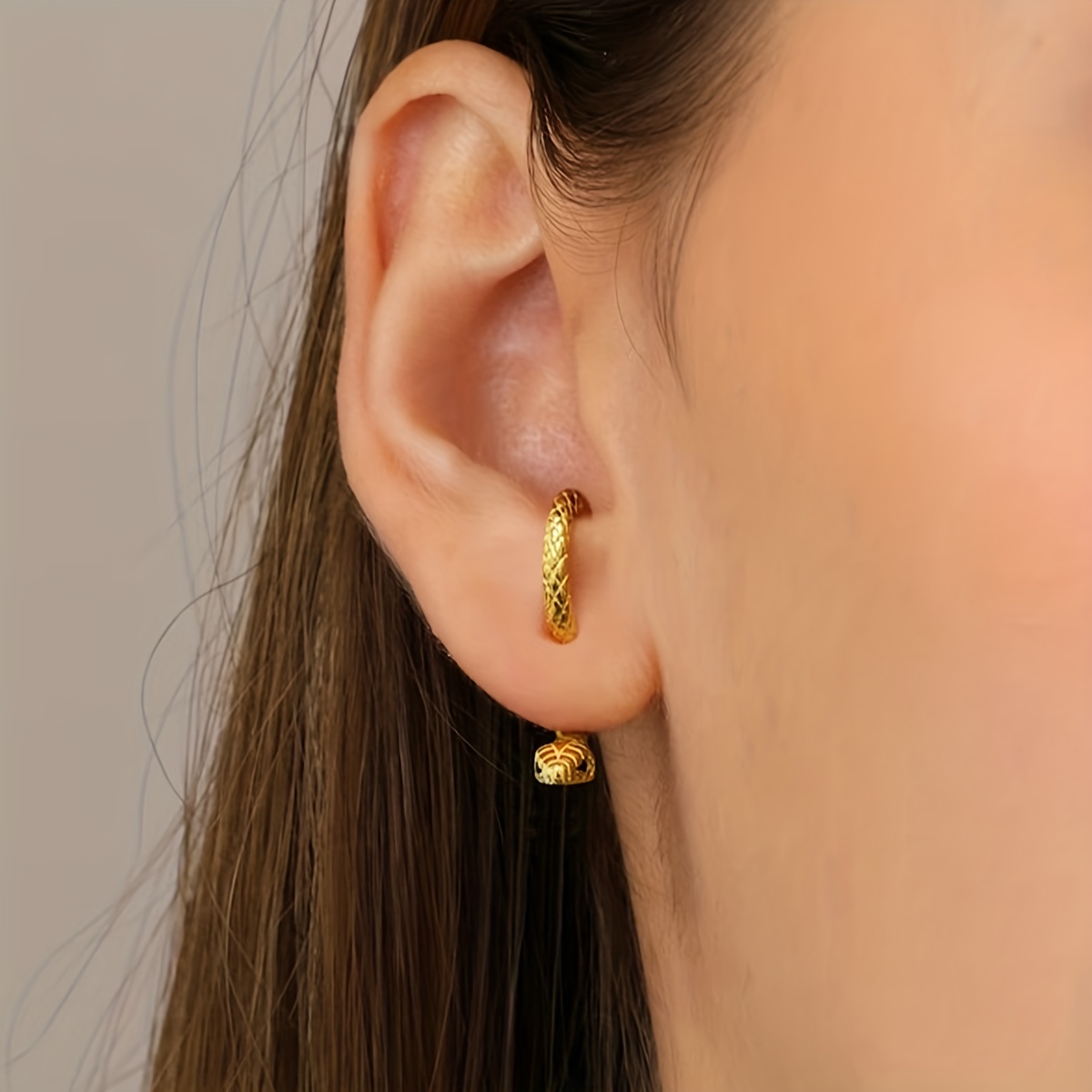 creative snake design hoop earrings copper 14k gold plated jewelry zircon inlaid punk sexy style unique personality earrings details 6