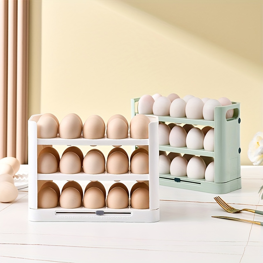 flippable egg holder for refrigerator 3 layer egg storage container for refrigerator side door large capacity egg container egg storage 30 count details 2