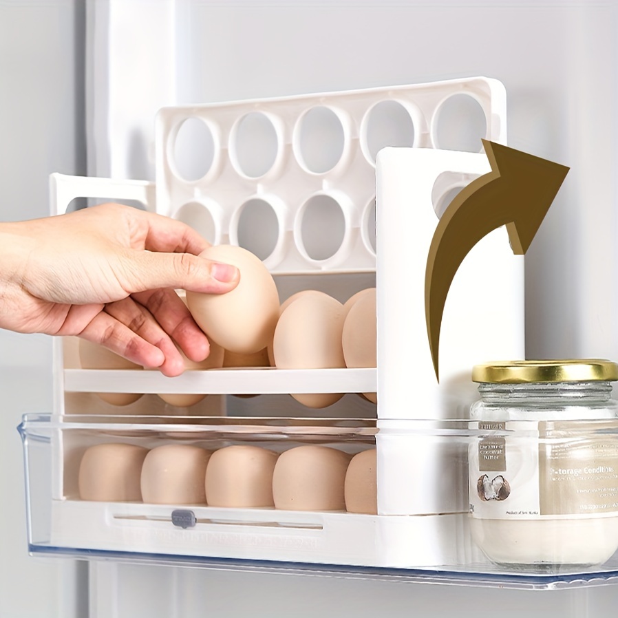 flippable egg holder for refrigerator 3 layer egg storage container for refrigerator side door large capacity egg container egg storage 30 count details 4