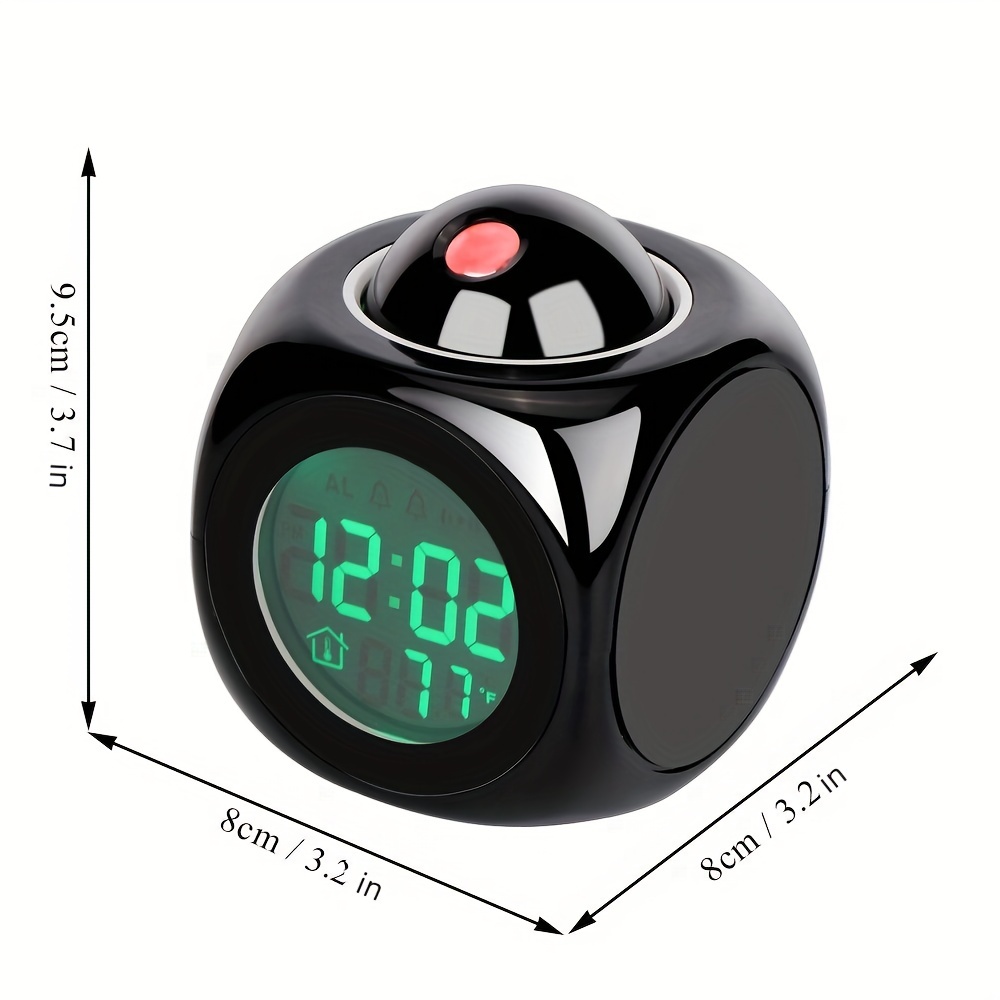 1pc lcd projection led display time digital alarm clock for bedrooms with talking voice prompt thermometer snooze function desk projector battery is not included powered by 3 aaa battery details 6