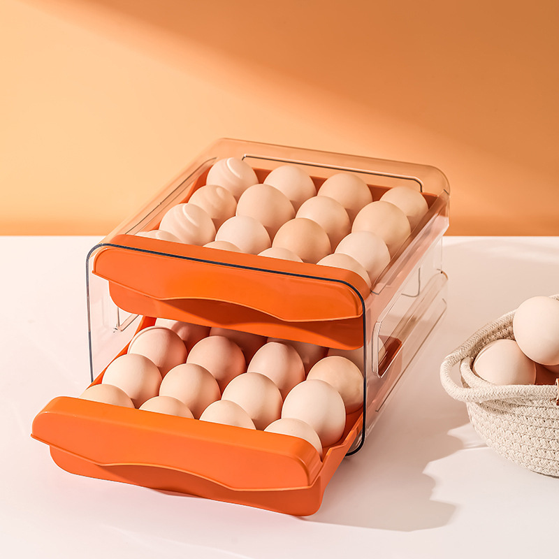 1pc kitchen double layers egg storage box 32 compartment household drawer refrigerator transparent preservation box that can be stacked with egg tray an details 1