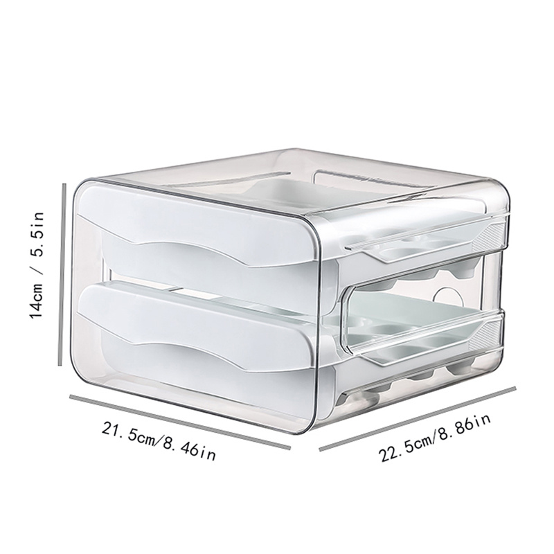 1pc kitchen double layers egg storage box 32 compartment household drawer refrigerator transparent preservation box that can be stacked with egg tray an details 2