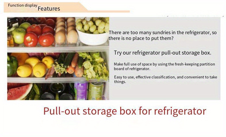 telescopic refrigerator storage basket drawer type rack for fresh keeping and freezer storage details 0