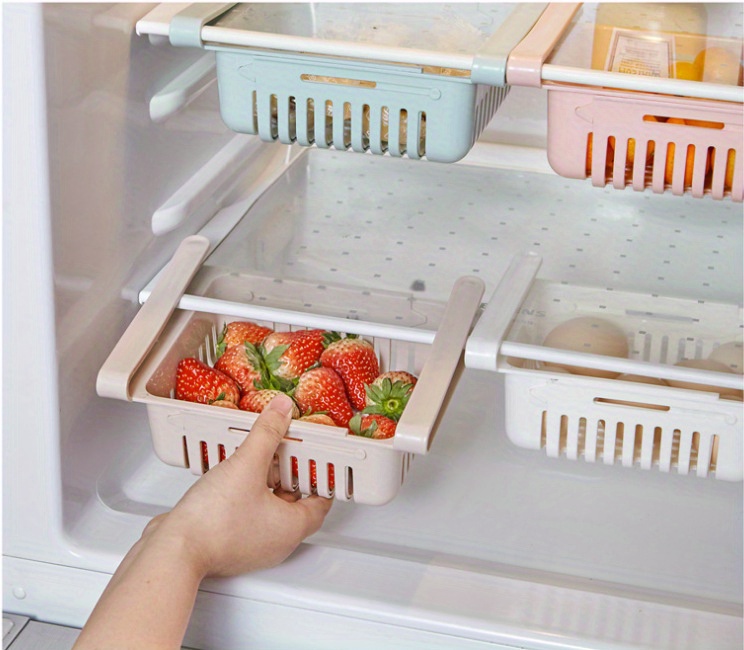 telescopic refrigerator storage basket drawer type rack for fresh keeping and freezer storage details 2