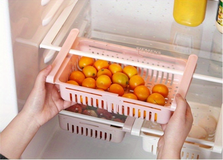 telescopic refrigerator storage basket drawer type rack for fresh keeping and freezer storage details 6