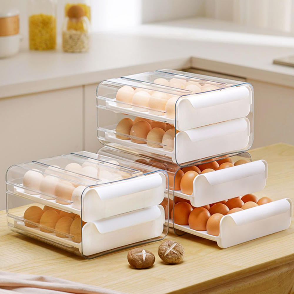 transparent dispenser, 32 grid egg storage box refrigerator transparent dispenser with anti drop protection for freshness details 0