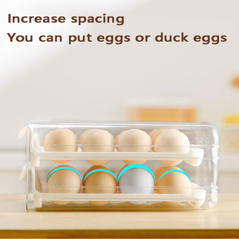 transparent dispenser, 32 grid egg storage box refrigerator transparent dispenser with anti drop protection for freshness details 3