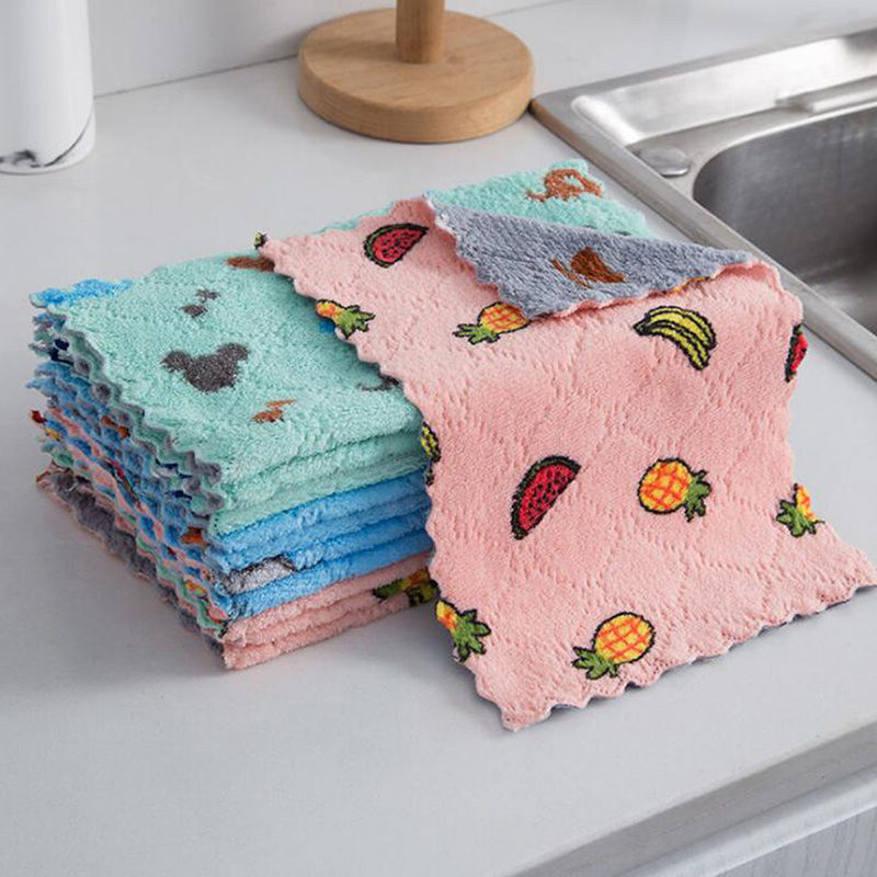 dishcloth, 5 10pcs kitchen dishcloth reusable tableware cellulose sponge cloth super absorbent coral wool cleaning cloth washable and super absorbent details 1