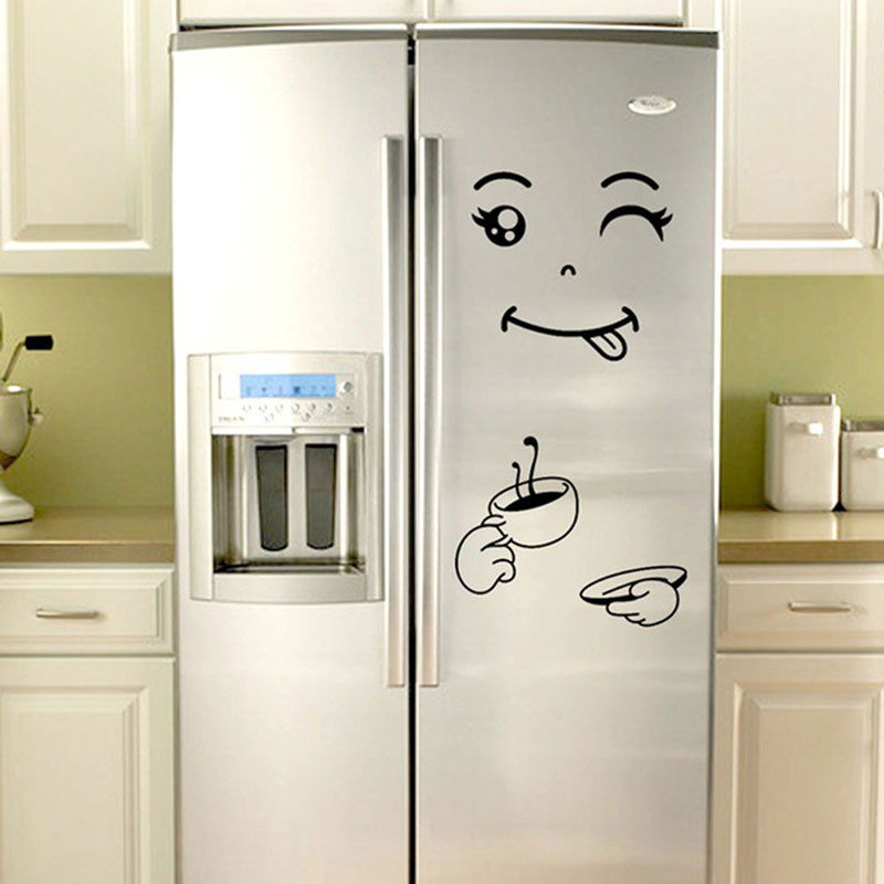 smiley face wall stickers for dining room decor diy vinyl art decals for fridge and home fun eating and drinking design details 3