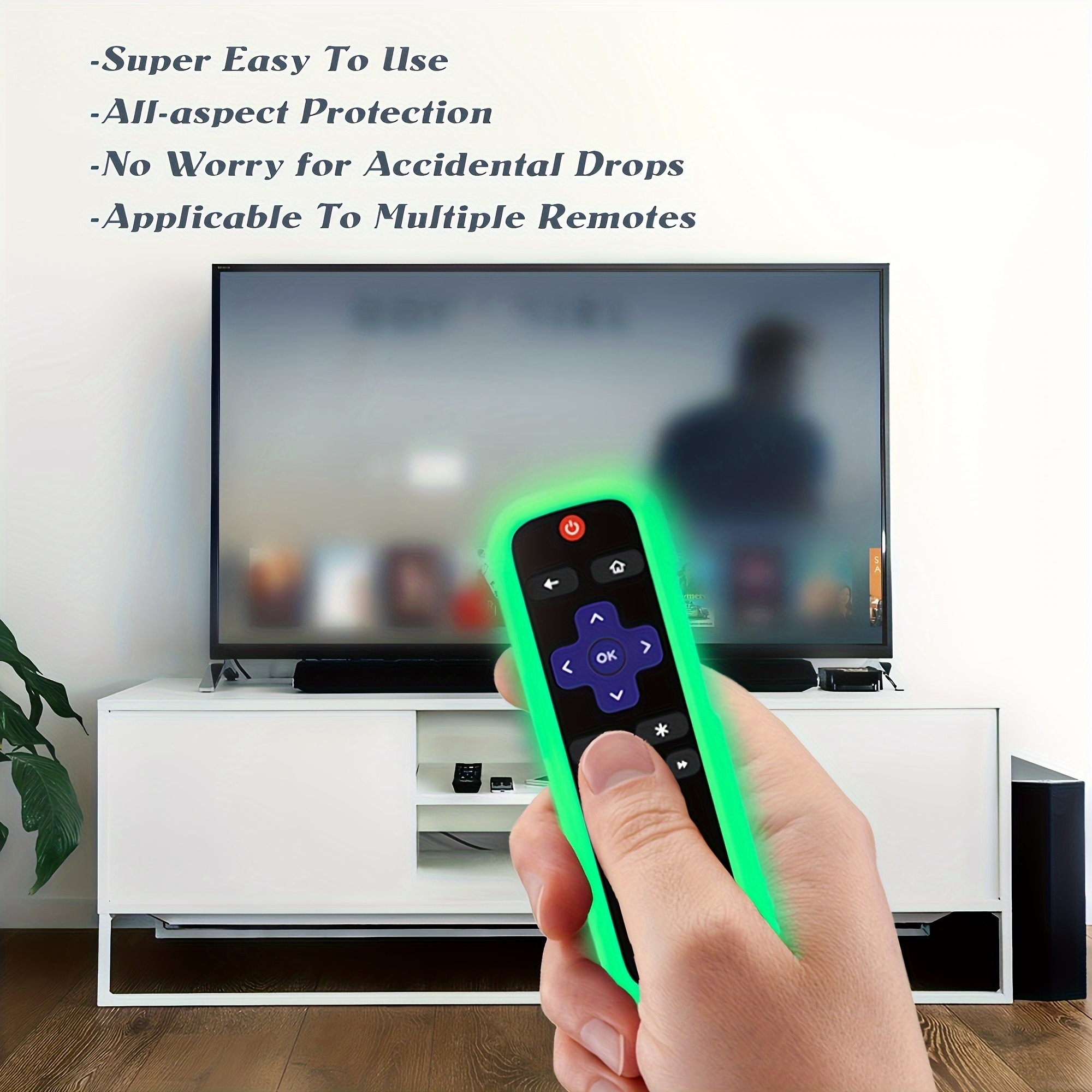 glow in the dark remote cover for roku tv remote control universal silicone sleeve case for tcl for hisense for roku tv streaming stick 4k 4k voice remote details 6